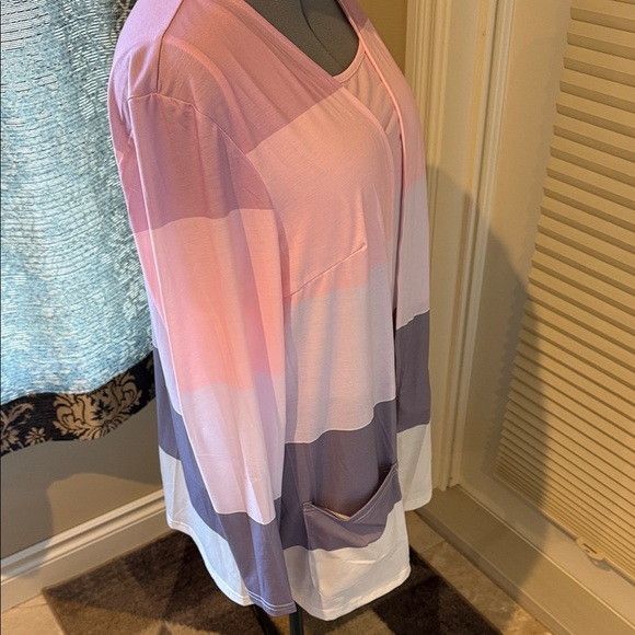 Color Block Top & Sweater Coordinating Set Pink, White, Purple Sz XL - Picture 9 of 16
